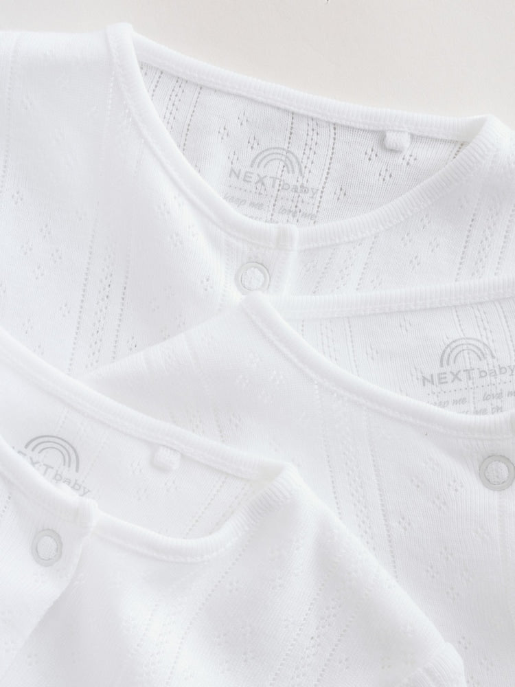 White Pointelle Baby Sleepsuits 3 Pack (0-18mths)