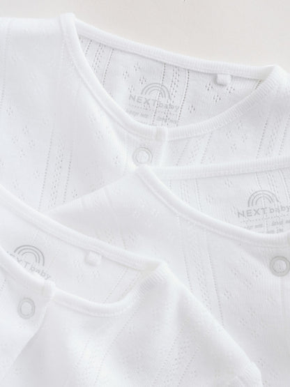 White Pointelle Baby Sleepsuits 3 Pack (0-18mths)