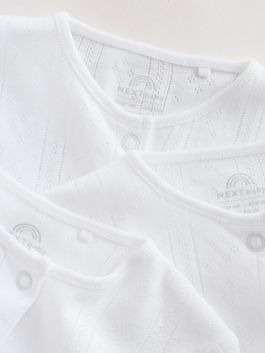 White Pointelle Baby Sleepsuits 3 Pack (0-18mths)