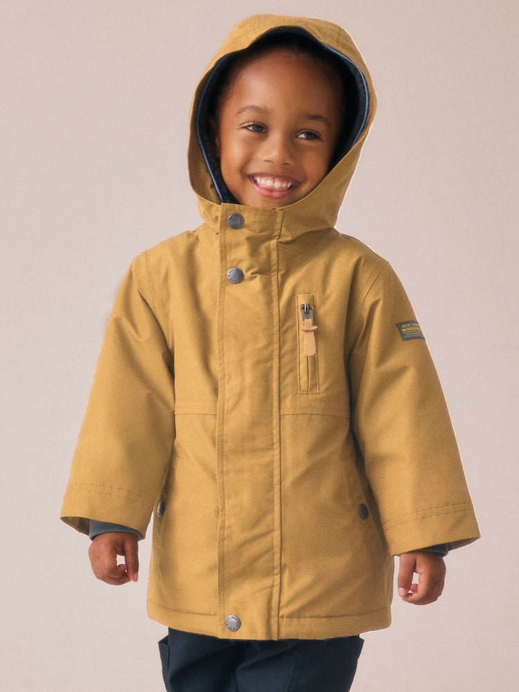 Ochre Yellow Waterproof Borg Lined Parka Coat (3mths-7yrs)