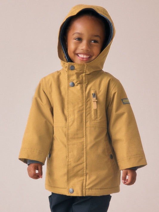 Ochre Yellow Waterproof Borg Lined Parka Coat (3mths-7yrs)