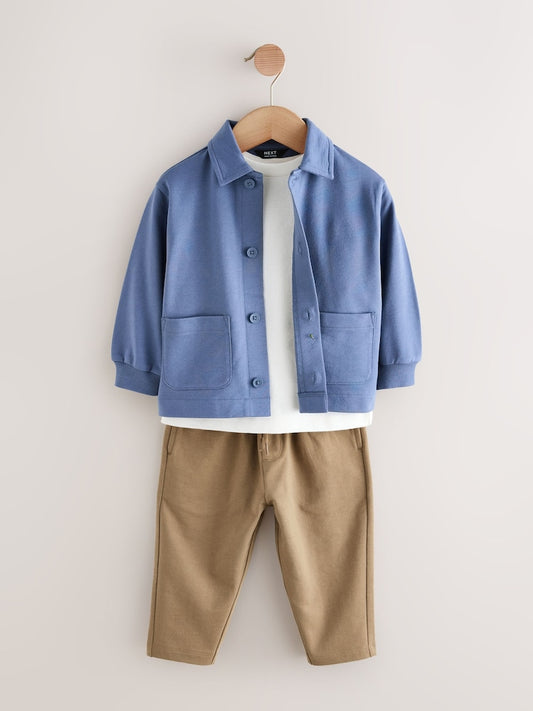 Blue Jersey Shirt T-Shirt and Joggers 3 Piece Set (3mths-7yrs)