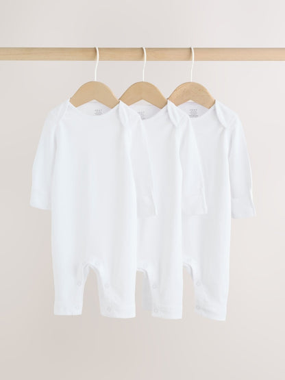 White Kind to Skin Baby Sleepsuits 3 Pack (0-2yrs)