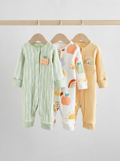 Yellow Baby Footless Character Sleepsuits 3 Pack (0mths-3yrs)