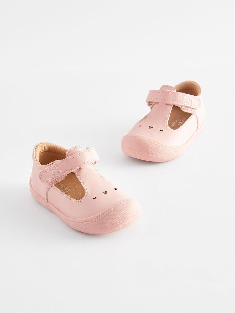 Pink Wide Fit (G) Crawler T-Bar Shoes