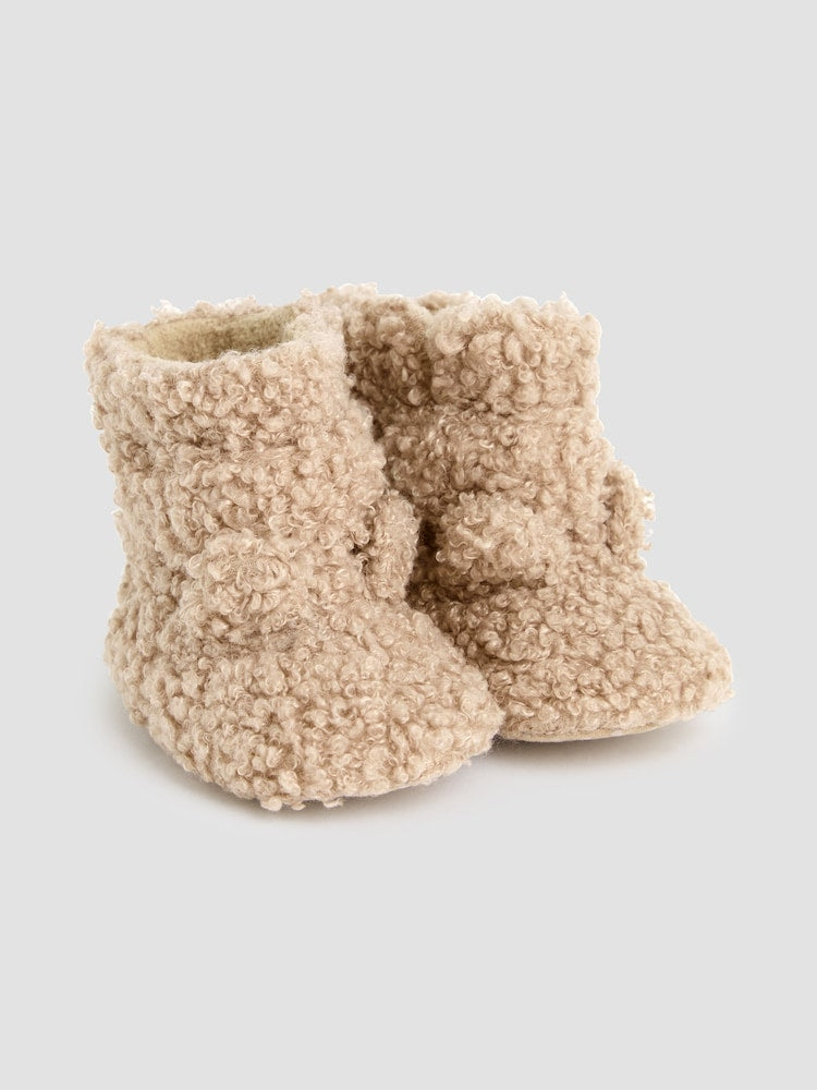 JoJo Maman Bébé Light Brown Borg Booties