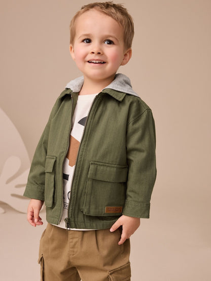 Khaki Green Hooded Overshirt and T-Shirt Set 2 Piece (3mths-7yrs)
