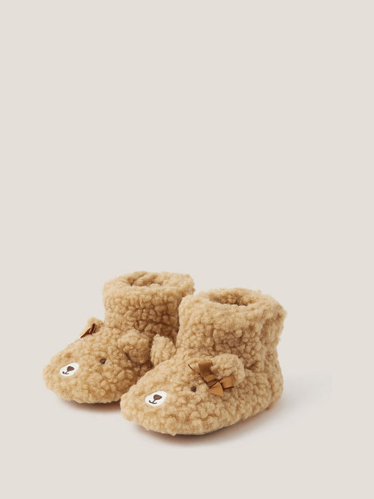 Monsoon Brown Baby Teddy Bear Slipper Boots
