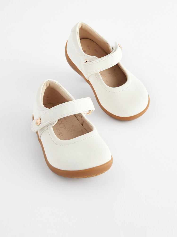 White Standard Fit (F) First Walker Mary Jane Shoes