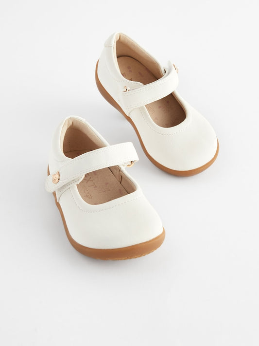White Standard Fit (F) First Walker Mary Jane Shoes
