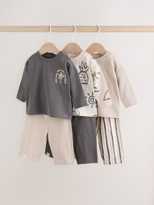 Monochrome Palm Baby Top & Leggings 6 Piece Set (0mths-3yrs)