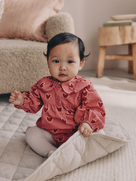 Red/Pink Heart Baby Bloomer Rompers Set 2 Piece with Tights