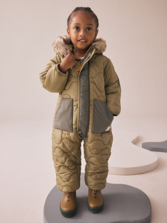 Khaki Green Shower Resistant Snowsuit (3mths-7yrs)