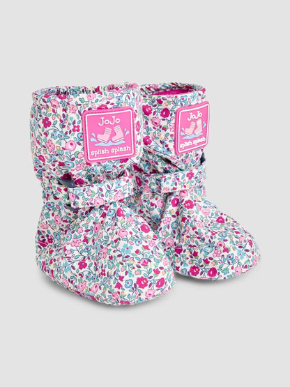 JoJo Maman Bébé Cream Ditsy Print Fleece Lined Booties