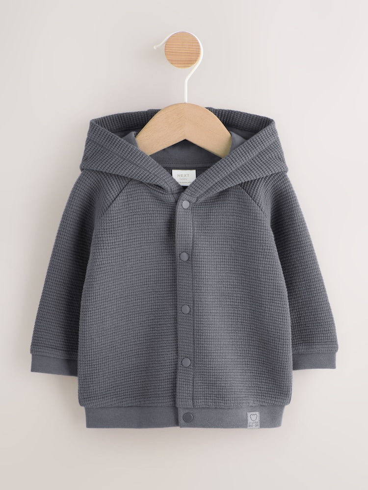 Charcoal Grey Lightweight Textured Jersey Baby Jacket