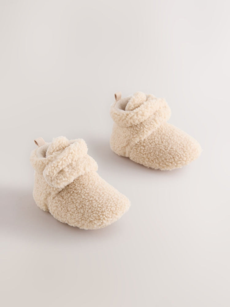 Neutral Borg Baby Touch Fastening Slipper Boots (0-2mths)
