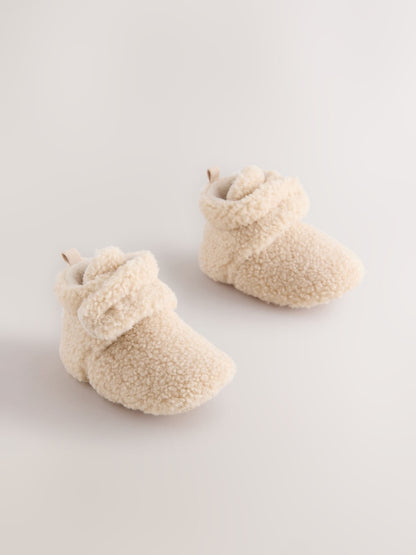 Neutral Borg Baby Touch Fastening Slipper Boots (0-2mths)