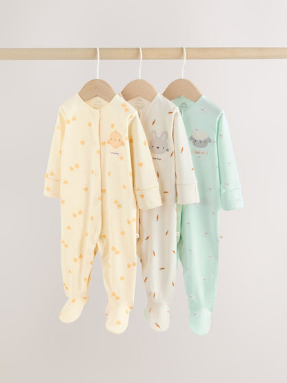 Yellow Easter Character 3 Pack Baby Sleepsuits (0mths-2yrs)