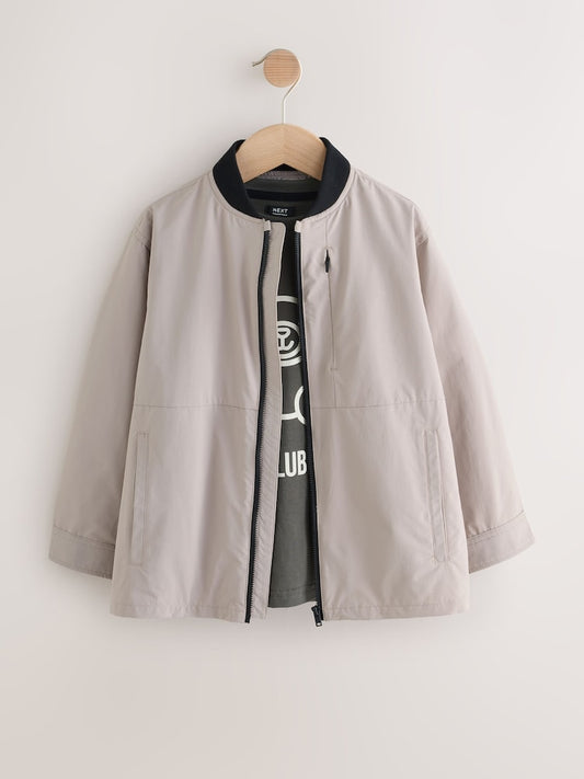 Taupe Bomber Shacket and T-Shirt Set 2 Piece (3mths-7yrs)