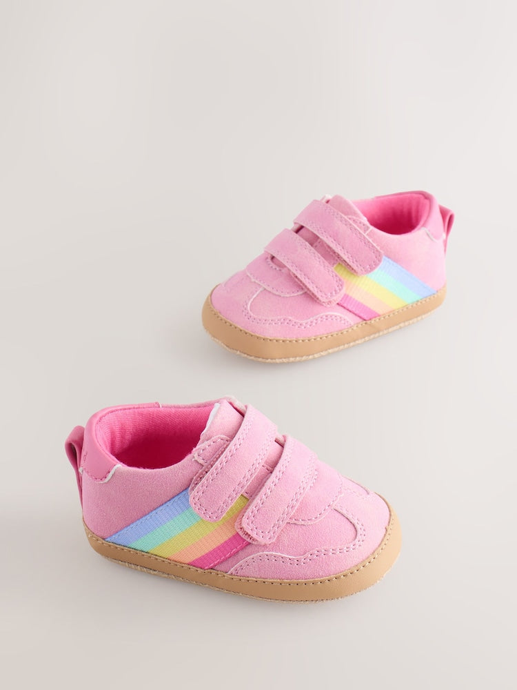 Little Bird by Jools Oliver Pink Baby Rainbow Tape Gum Sole Trainers Padders