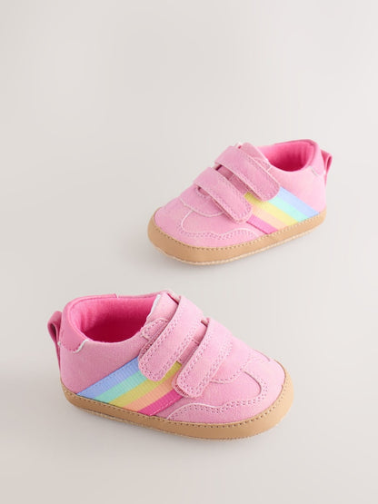 Little Bird by Jools Oliver Pink Baby Rainbow Tape Gum Sole Trainers Padders
