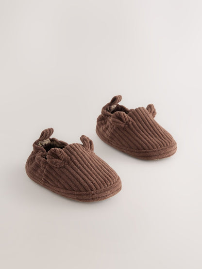 Chocolate Brown Bear Baby Slip-Ons Shoes (0-2mths)