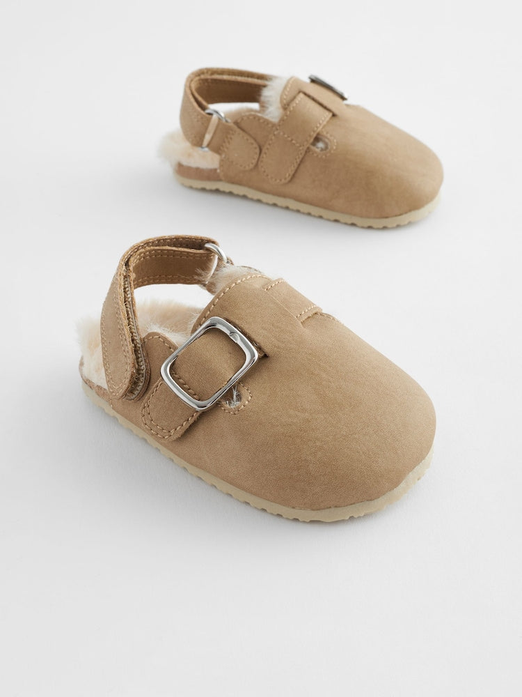 Neutral Faux Fur Lined Baby Clogs (0-18mths)
