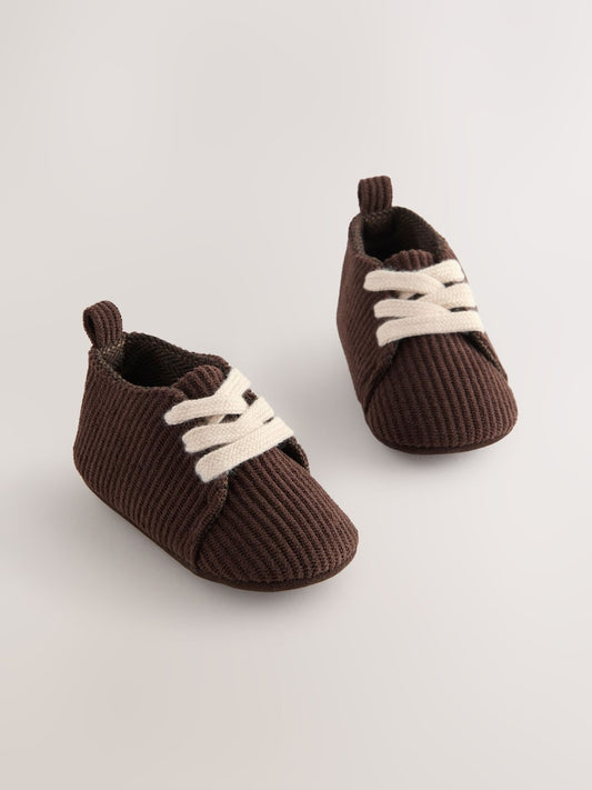 Chocolate Brown Cord Baby Shoes (0-2mths)