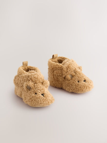 Brown Bear Baby Touch Fastening Slipper Boots (0-2mths)