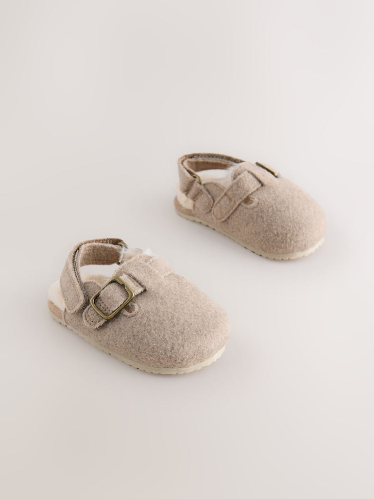 Neutral Baby Faux Lined Clog Shoes (0-2mths)