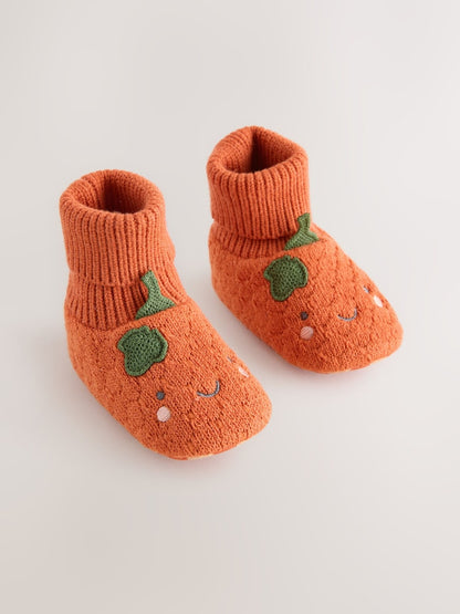 Orange Pumpkin Baby Sock Top Boots (0-18mths)