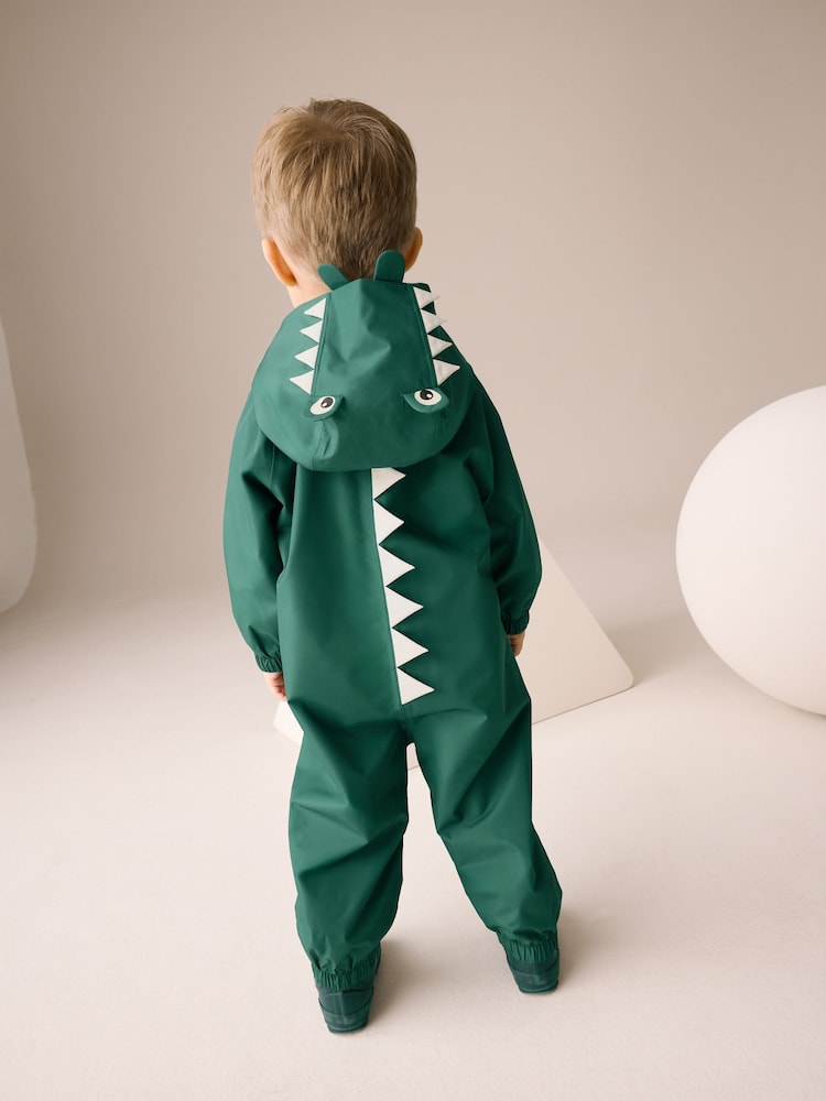 Green Crocodile Waterproof Fleece Lined Puddlesuit (3mths-7yrs)