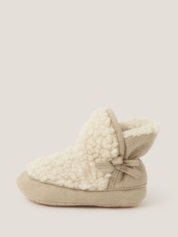 Monsoon Cream Baby Borg Bootie Shoes