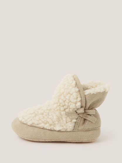 Monsoon Cream Baby Borg Bootie Shoes