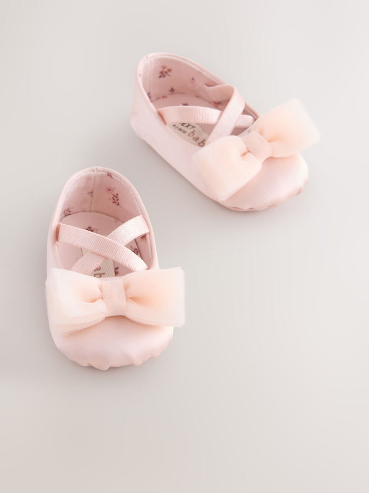 Pink Baby Bow Occassion Shoes (0-18mths)