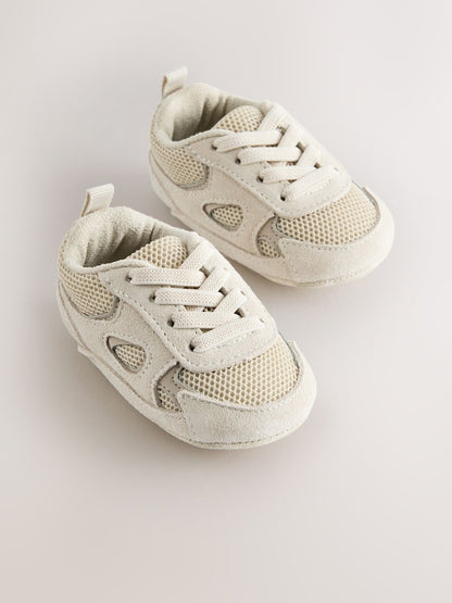 Neutral Baby Elastic Lace Slip-Ons Trainers (0-2mths)