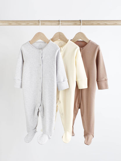 Neutral Baby 100% Cotton Sleepsuits 3 Pack (0-2yrs)