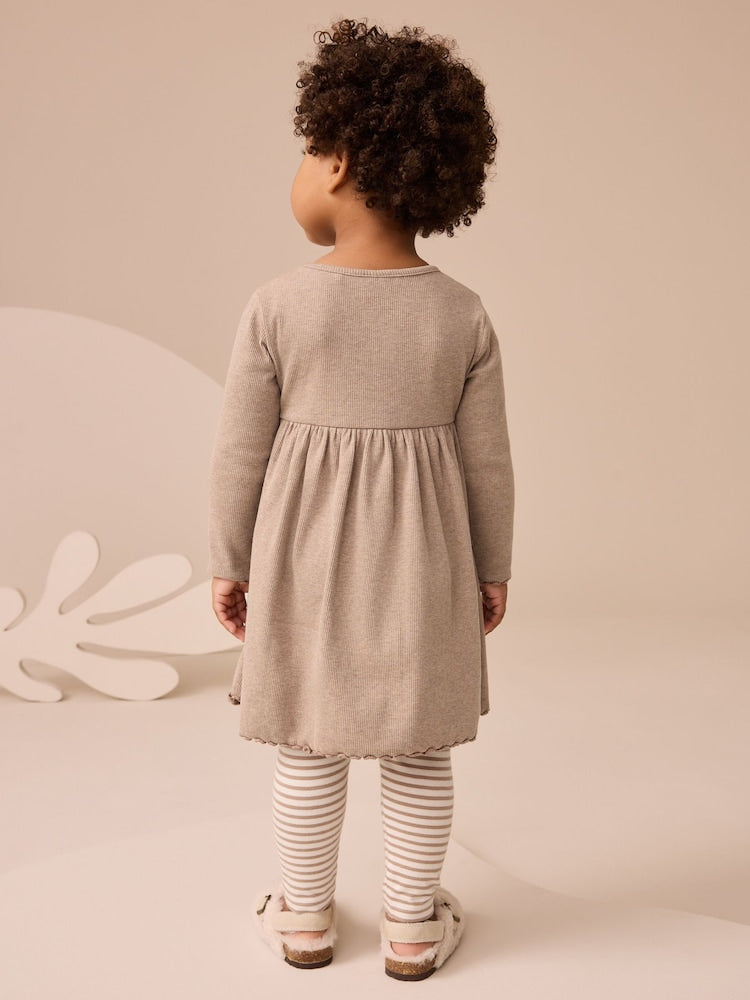 Neutral Bear Long Sleeve Dress and Leggings Set (3mths-7yrs)