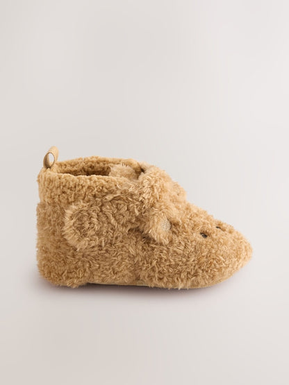 Brown Bear Baby Touch Fastening Slipper Boots (0-2mths)