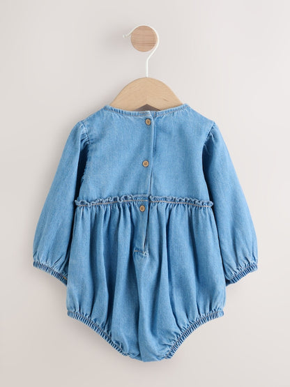 Denim Blue Baby Bloomer Rompers Set 2 Piece with Tights (0mths-3yrs)