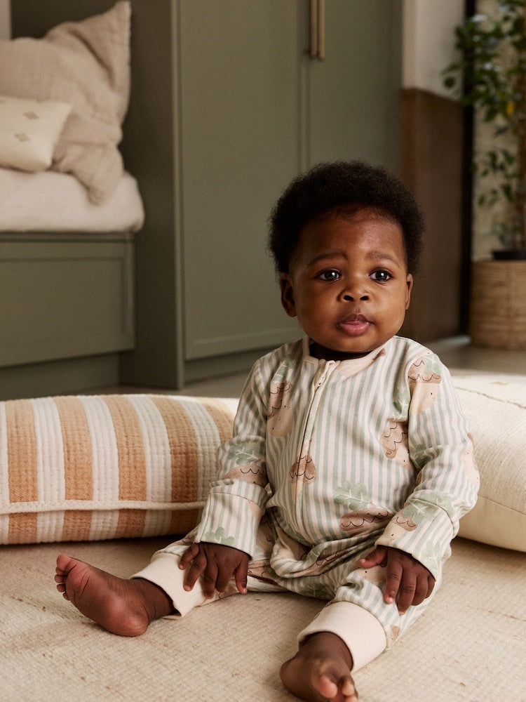 Cream Autumn Pumpkin Two Way Zip Footless Baby Sleepsuits