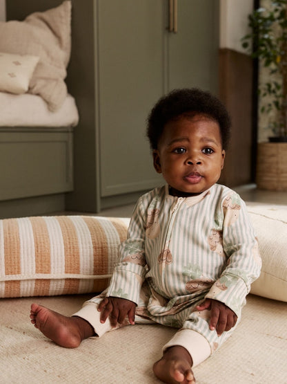 Cream Autumn Pumpkin Two Way Zip Footless Baby Sleepsuits