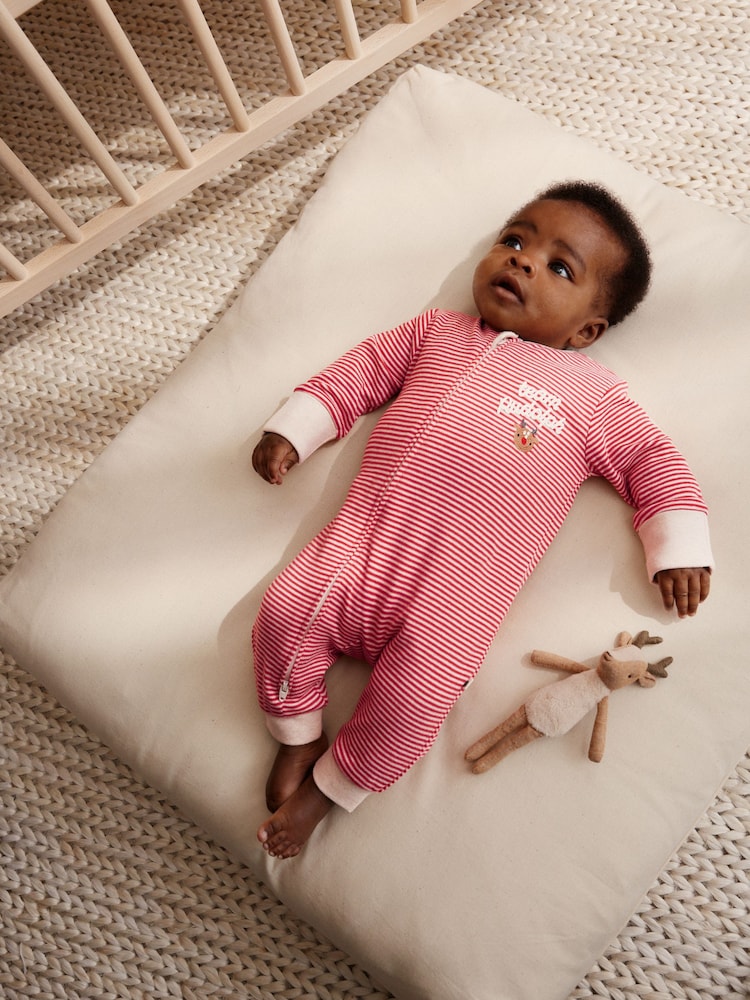 Red Baby Christmas Sleepsuits 3 Pack (0mths-3yrs)