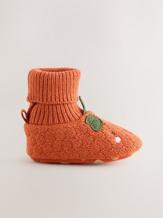 Orange Pumpkin Baby Sock Top Boots (0-18mths)