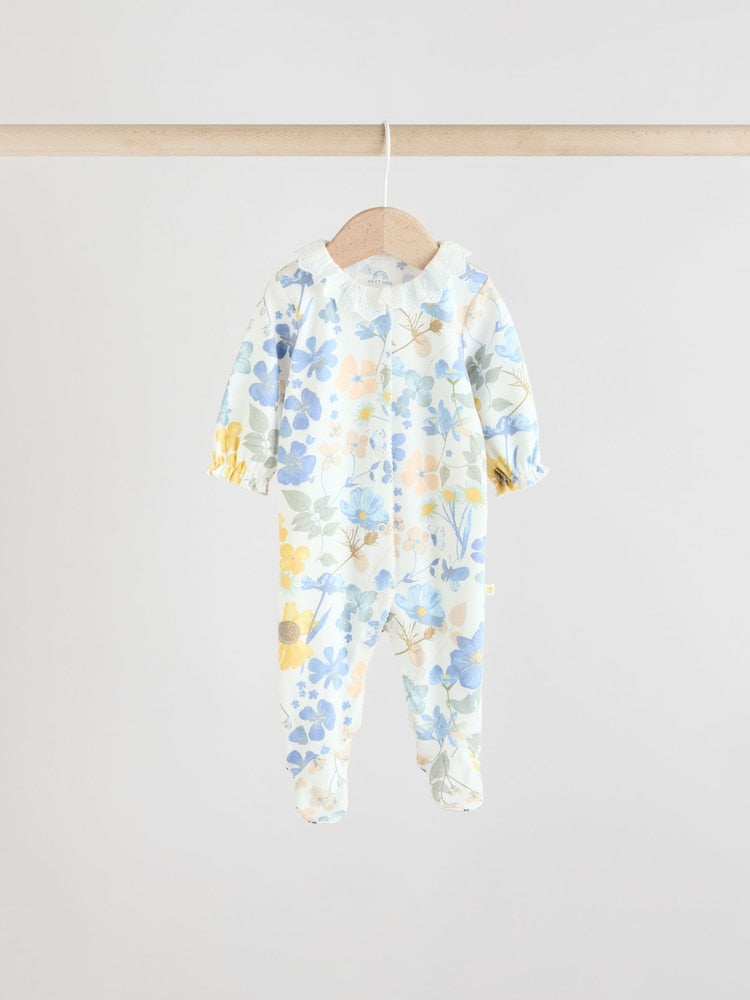 Blue Collar 3 Pack Baby Sleepsuits (0-2yrs)