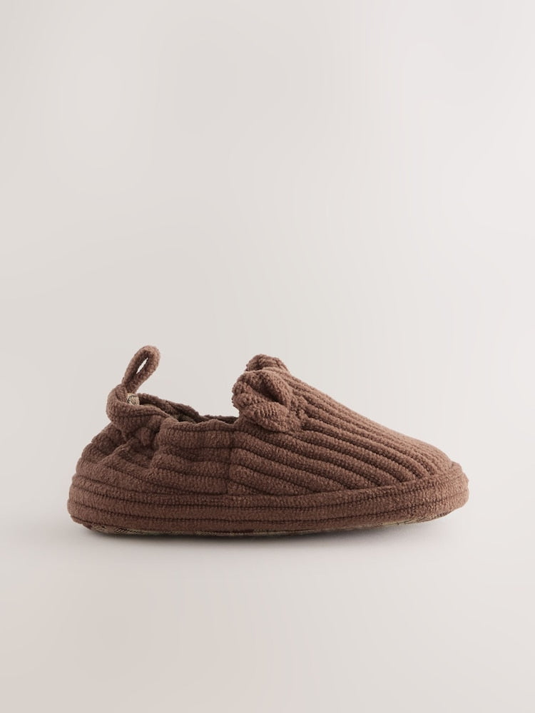 Chocolate Brown Bear Baby Slip-Ons Shoes (0-2mths)
