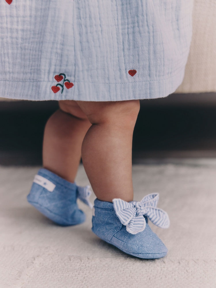 Blue Baby Floral Print Boots (0-18mths)