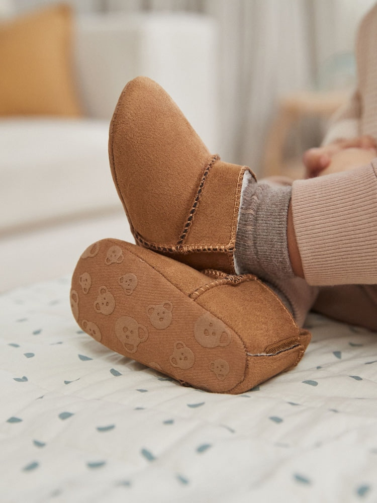 Tan Brown Warm Lined Baby Boots (0-2mths)