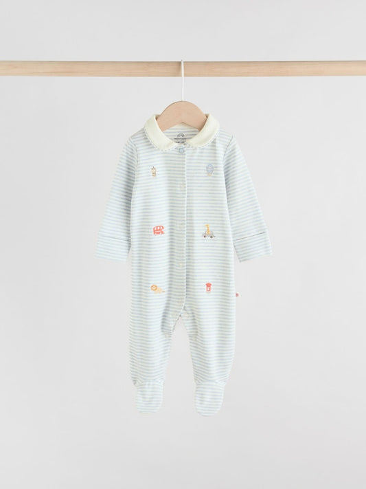 Blue London Baby Sleepsuits 3 Pack (0-2yrs)