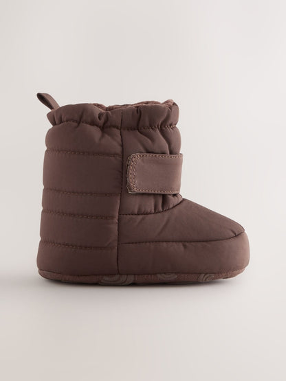 Brown Chocolate Baby Touch Fastening Snow Boots (0-2mths)